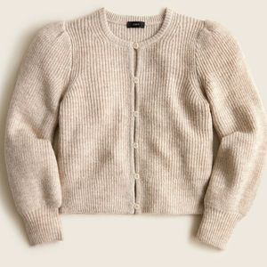 J. Crew Shrunken puff sleeve cardigan small oatmeal beige